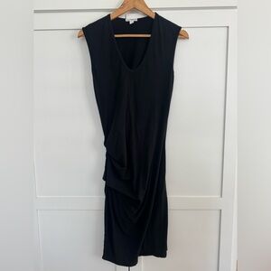 James Perse Black Sleeveless Draped Midi Dress L